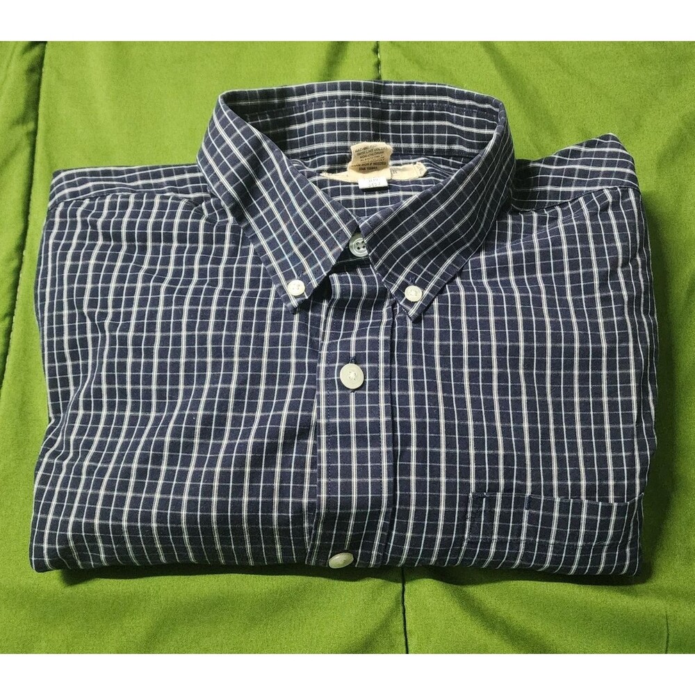 Duluth Trading Co Wrinklefighter Button-Down Men’s Checked Shirt Blue Size XL
